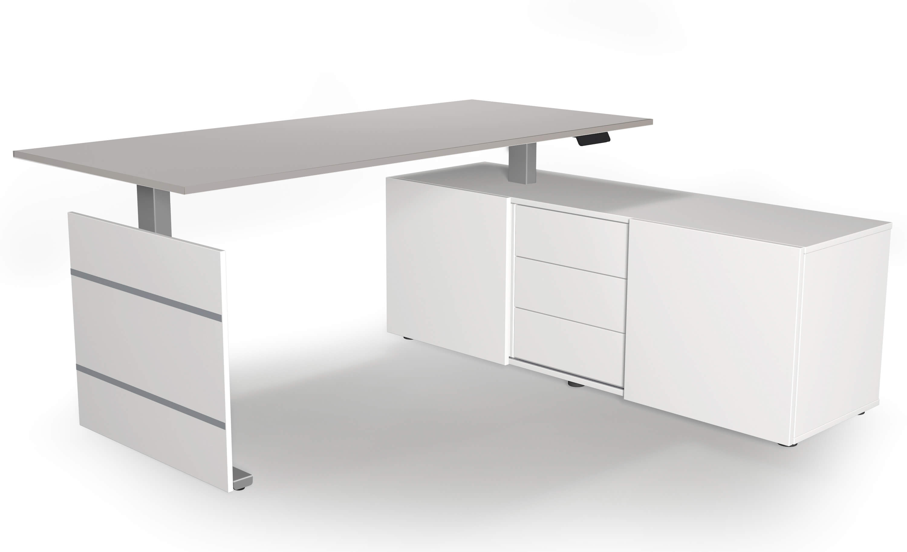 Komplettarbeitsplatz höhenverstellbar Move 3 mit Dekor in hellgrau und Tischgestell in silber von Kerkmann