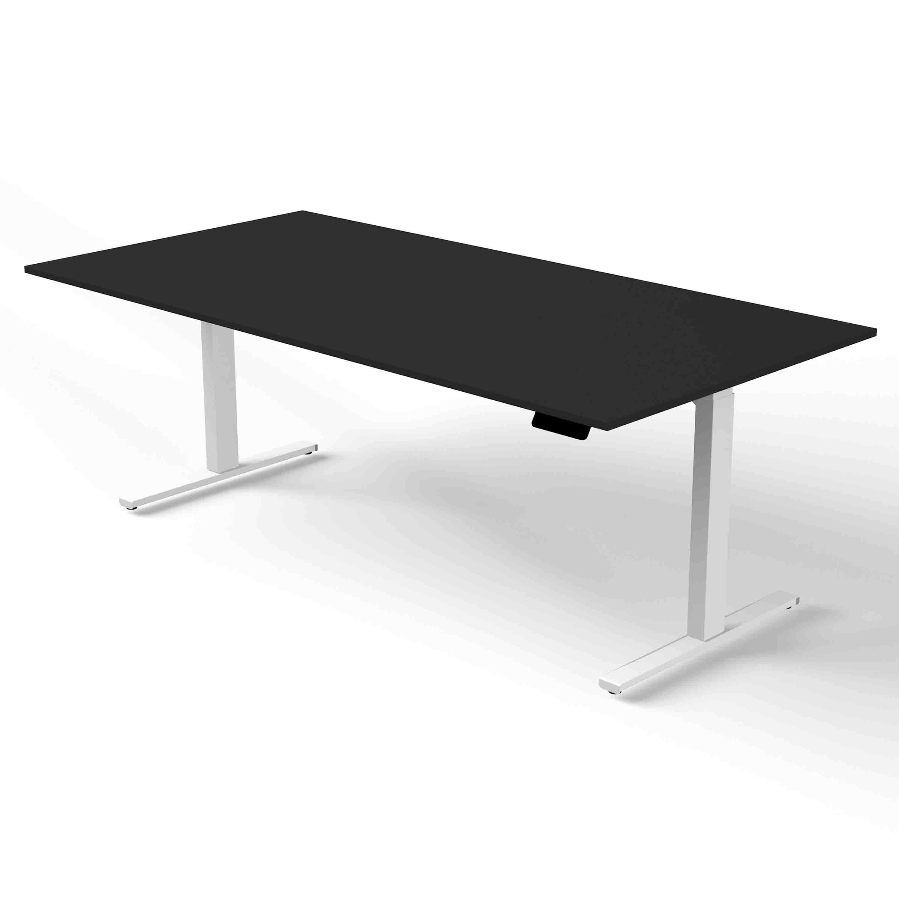 Höhenverstellbarer Schreibtisch Move 3 200x100 mit Tischplatte in softschwarz und Schreibtischgestell in weiß