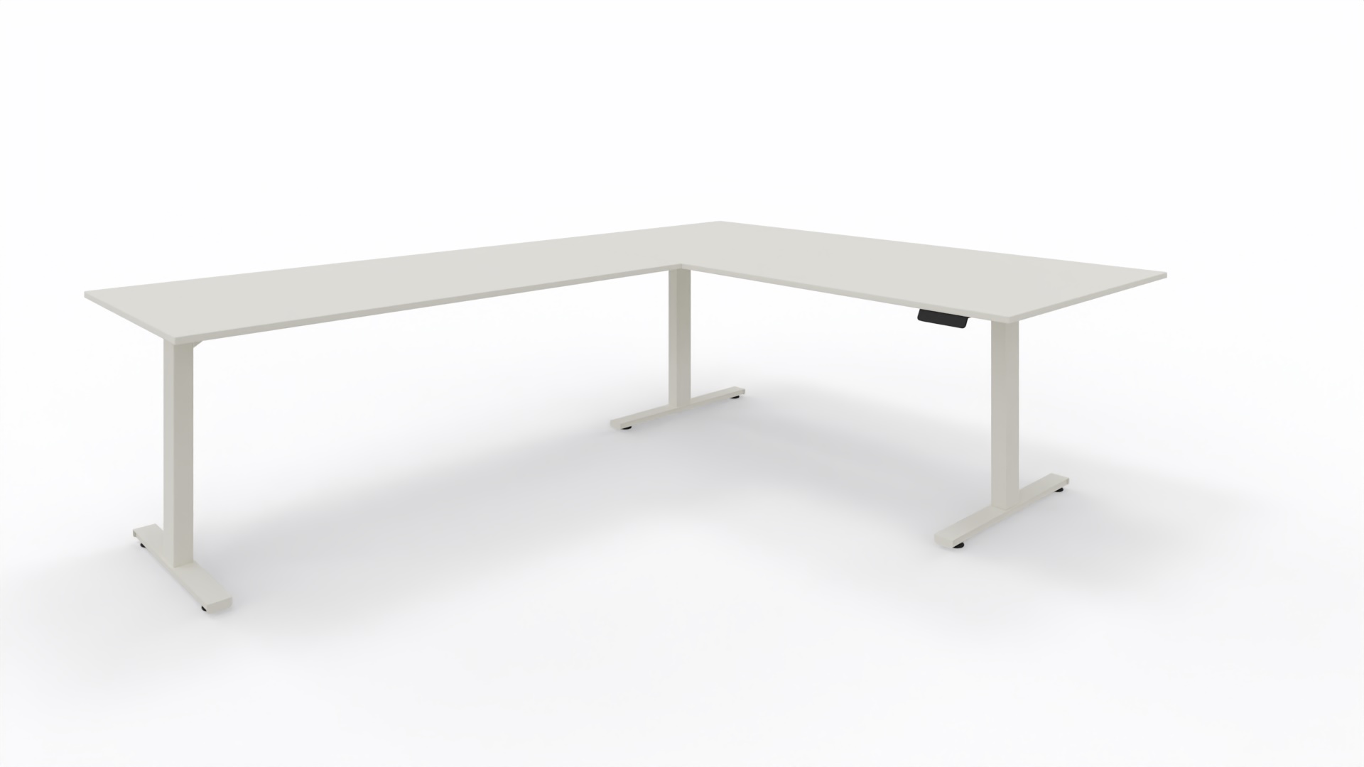 Höhenverstellbarer Eckschreibtisch Move 3 200x260 mit Tischplatte in weiß und Schreibtischgestell in weiß