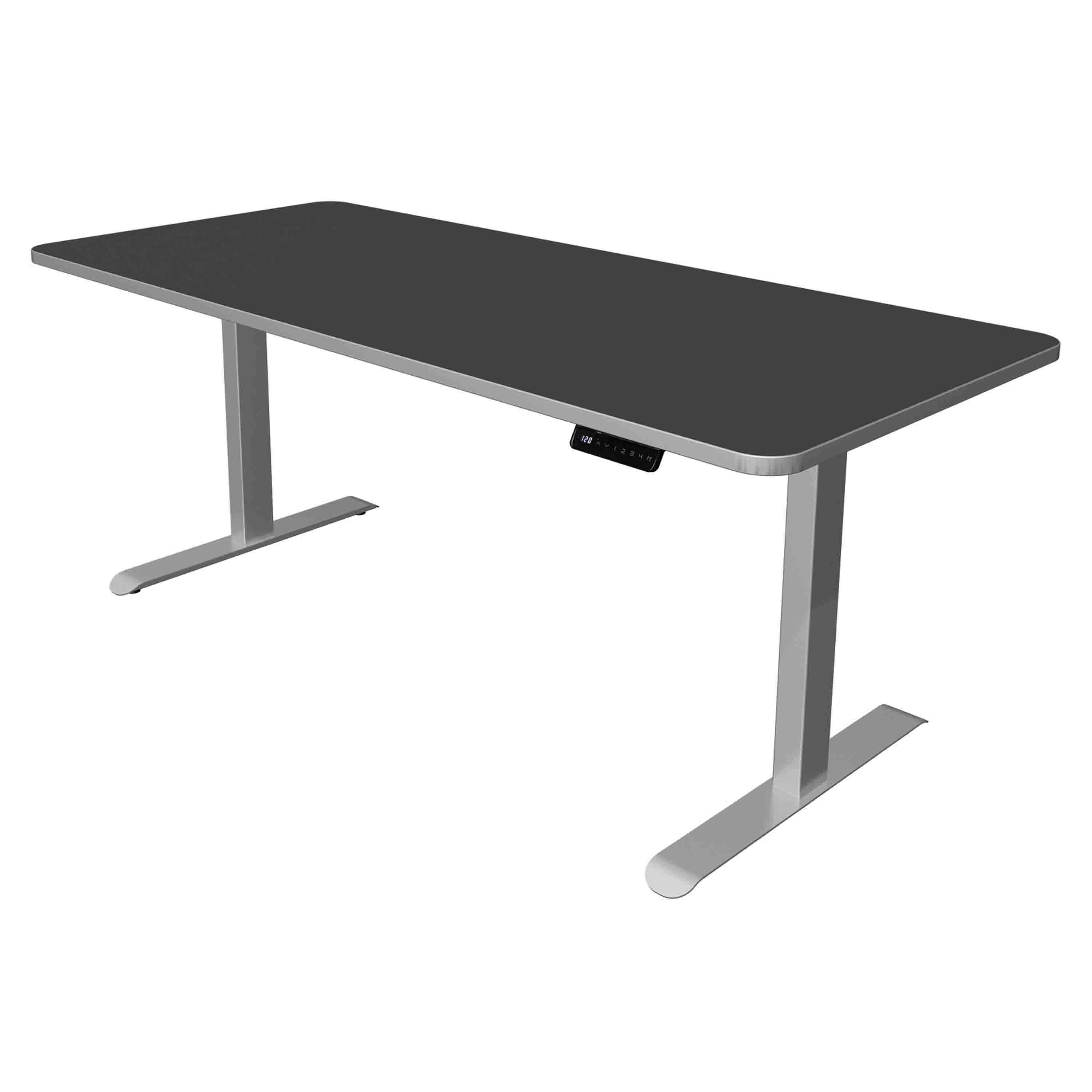 Höhenverstellbarer Schreibtisch Move 3 Premium 180x80 180x80 mit softschwarzer Tischplatte mit silberfarbenen Schreibtischgestell
