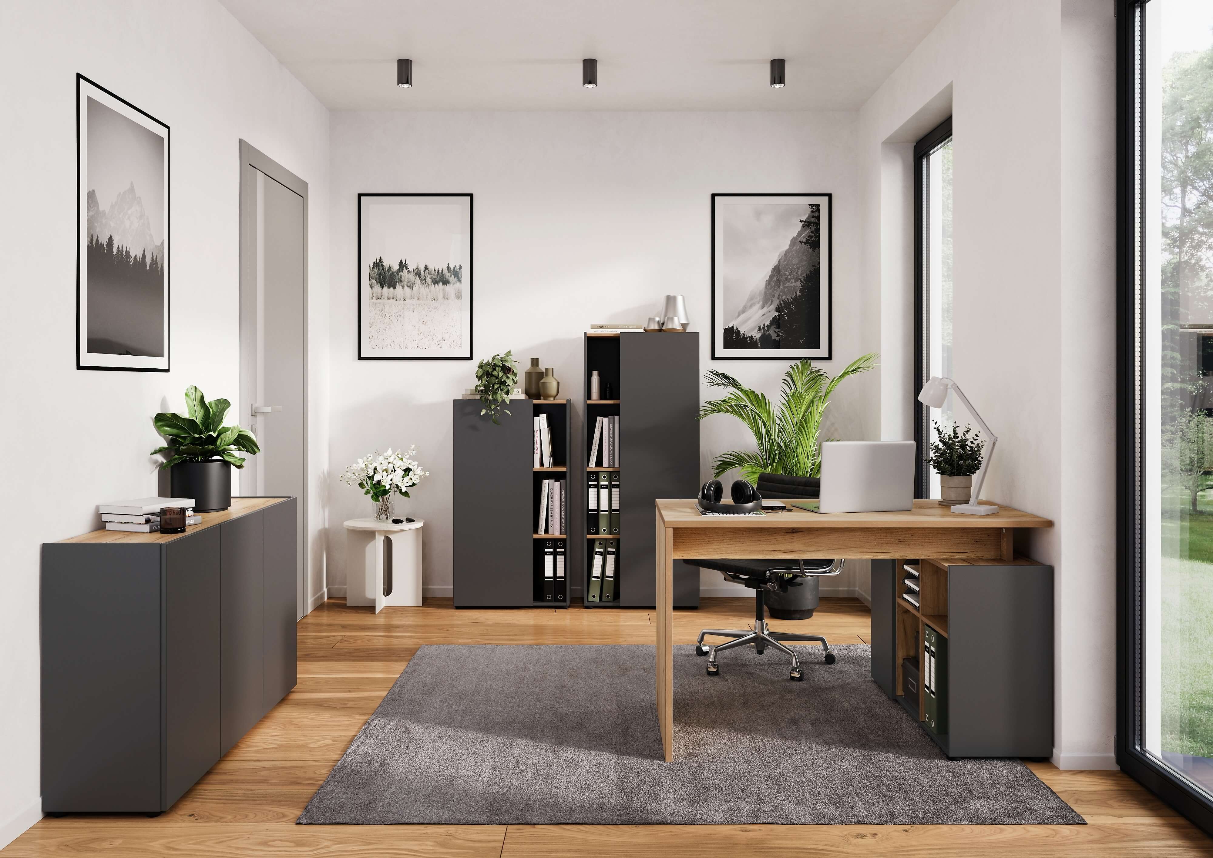 Officehome mit Eckschreibtisch, graphit