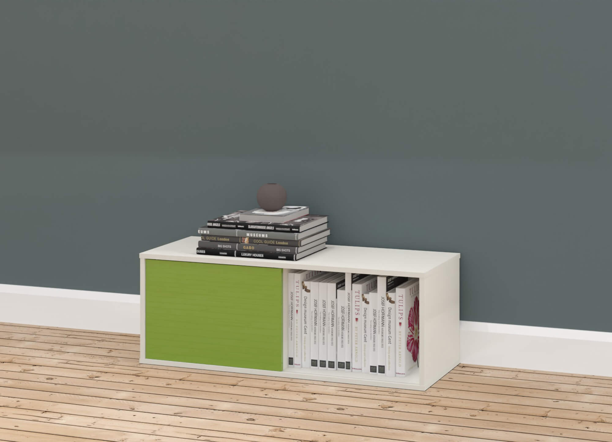 Schieberegal fresh, 1 OH, weiß/ grün