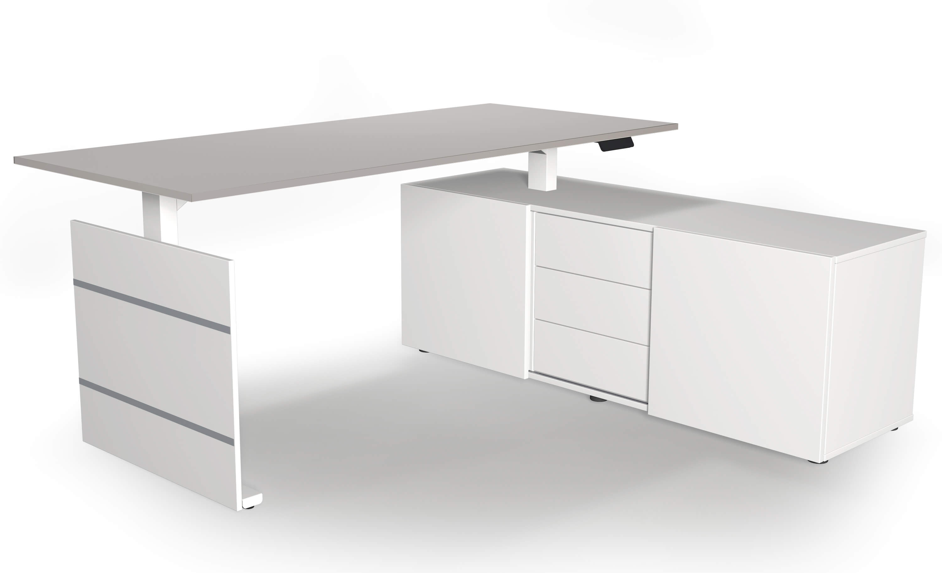 Komplettarbeitsplatz höhenverstellbar Move 3 mit Dekor in hellgrau und Tischgestell in weiß von Kerkmann