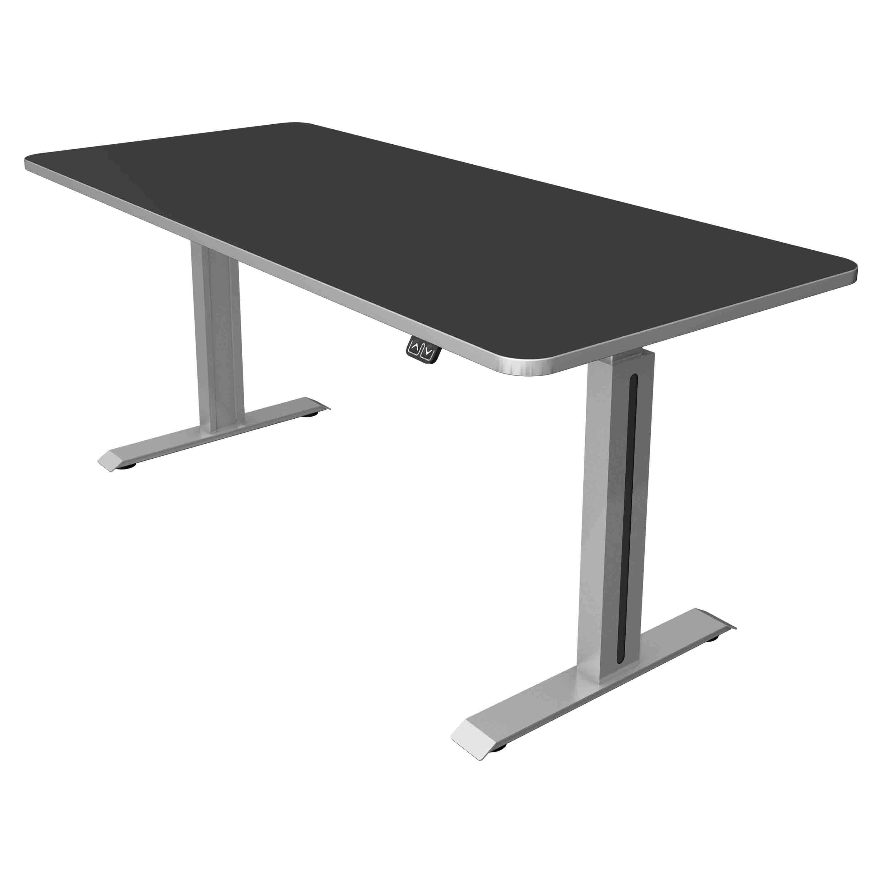 Höhenverstellbarer Schreibtisch Move 1 Style 180x80 180x80 mit softschwarzer Tischplatte mit silberfarbenen Schreibtischgestell
