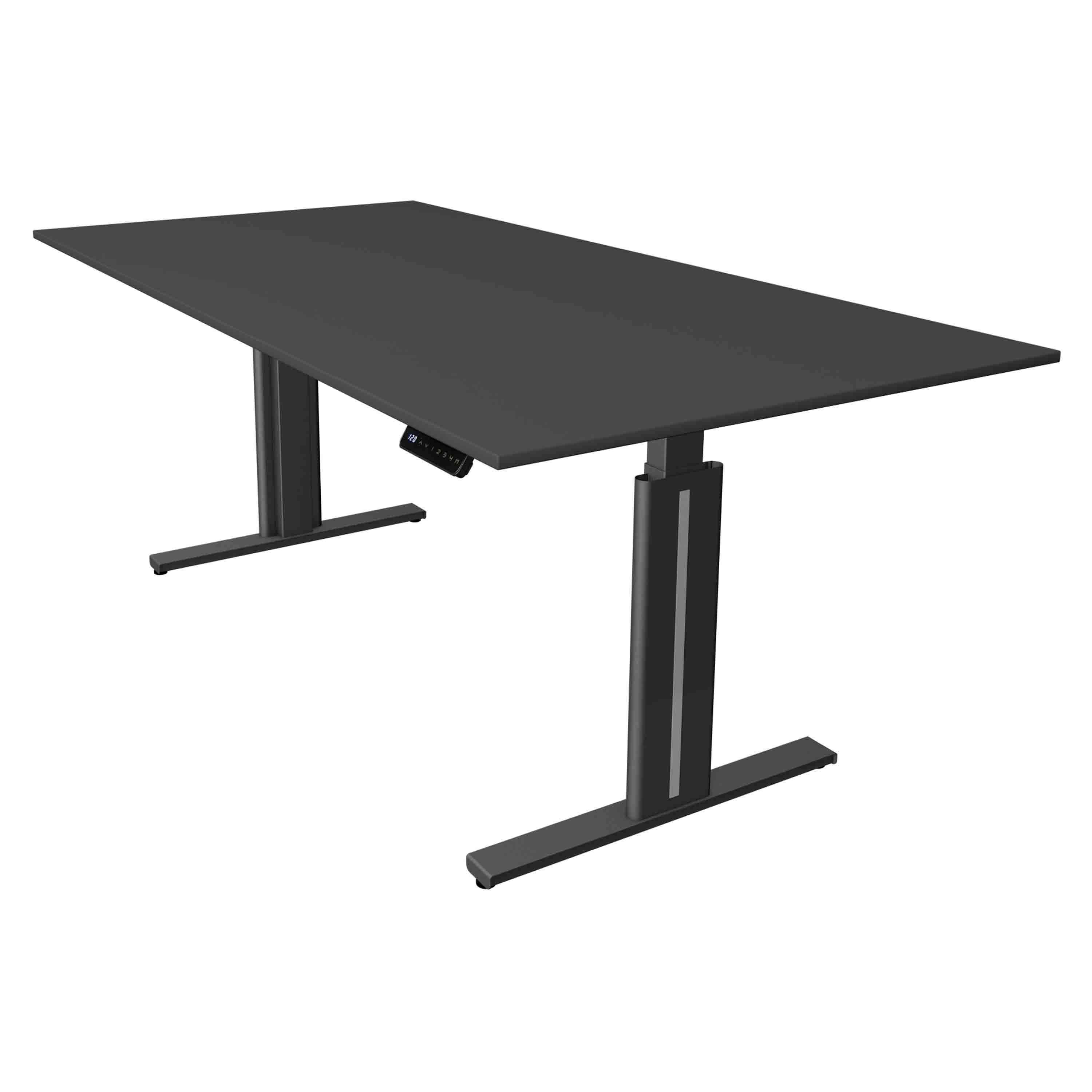 Kerkmann Höhenverstellbarer Schreibtisch Move 3 Elegant 200x100 mit Tischplatte in softschwarz und softschwarzen Tischgestell