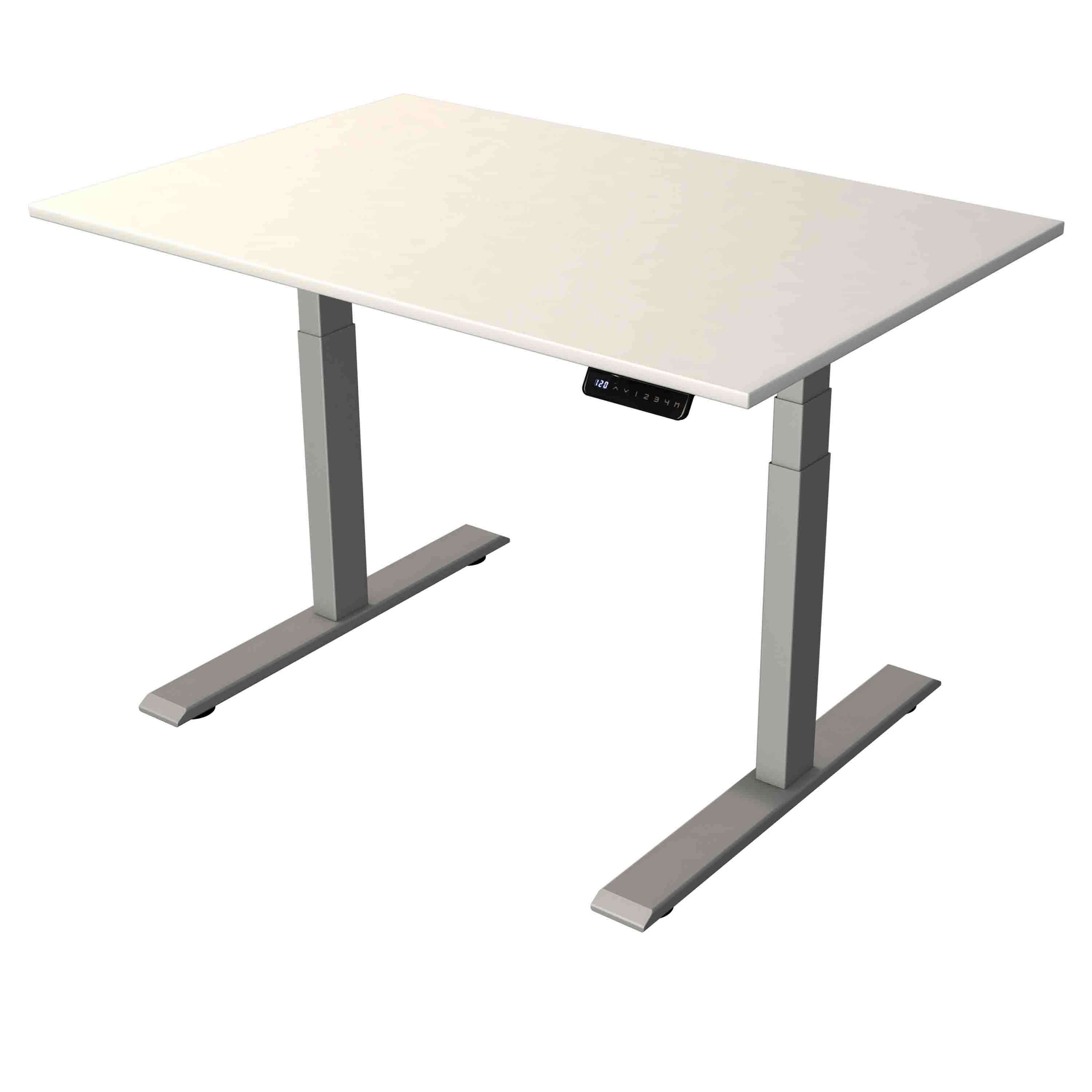 Höhenverstellbarer Schreibtisch Move 2 120x80 mit Tischplatte in weiß und Schreibtischgestell in silber