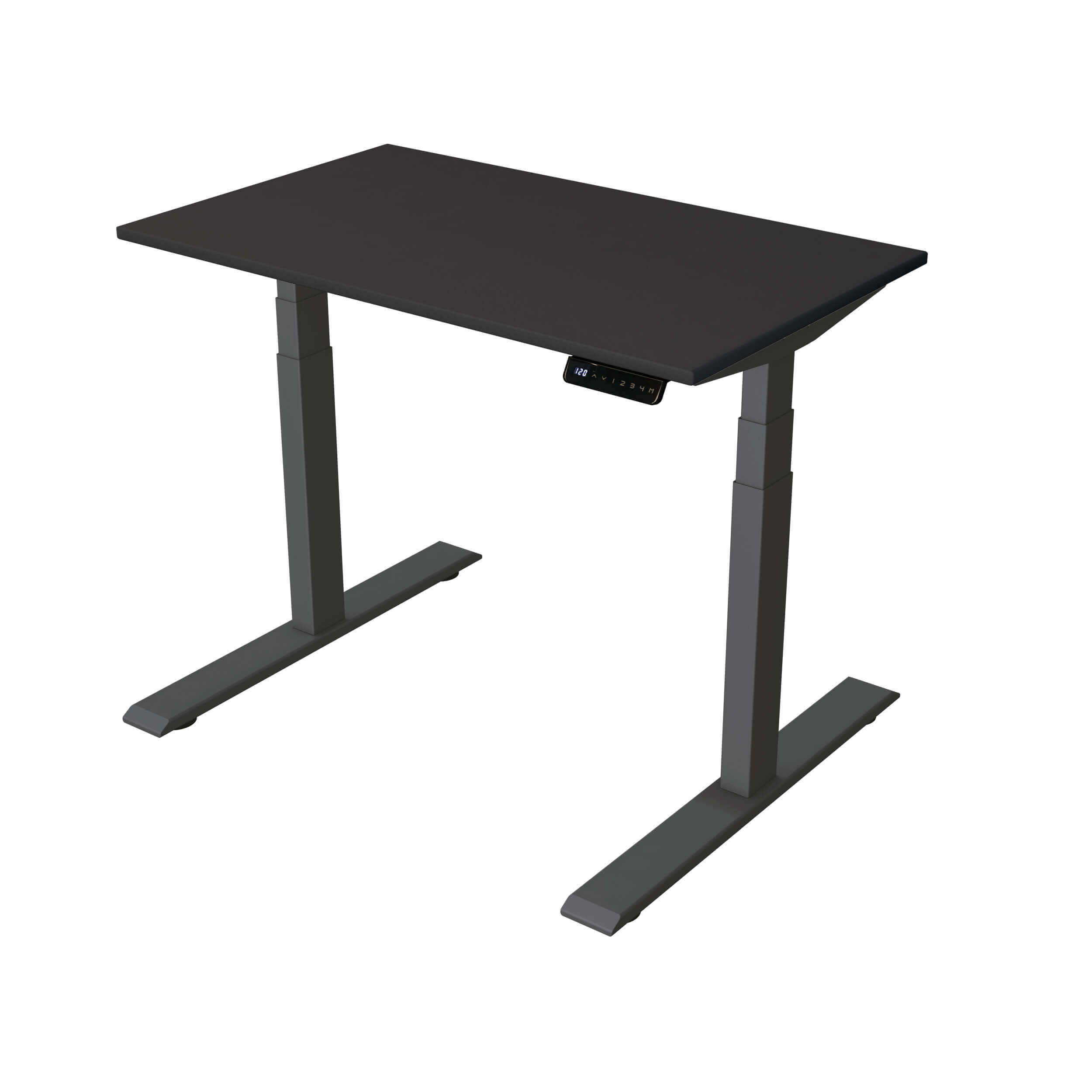 Höhenverstellbarer Schreibtisch Home ergo 100x60 mit Dekor in softschwarz und Tischgestell in softschwarz von Kerkmann