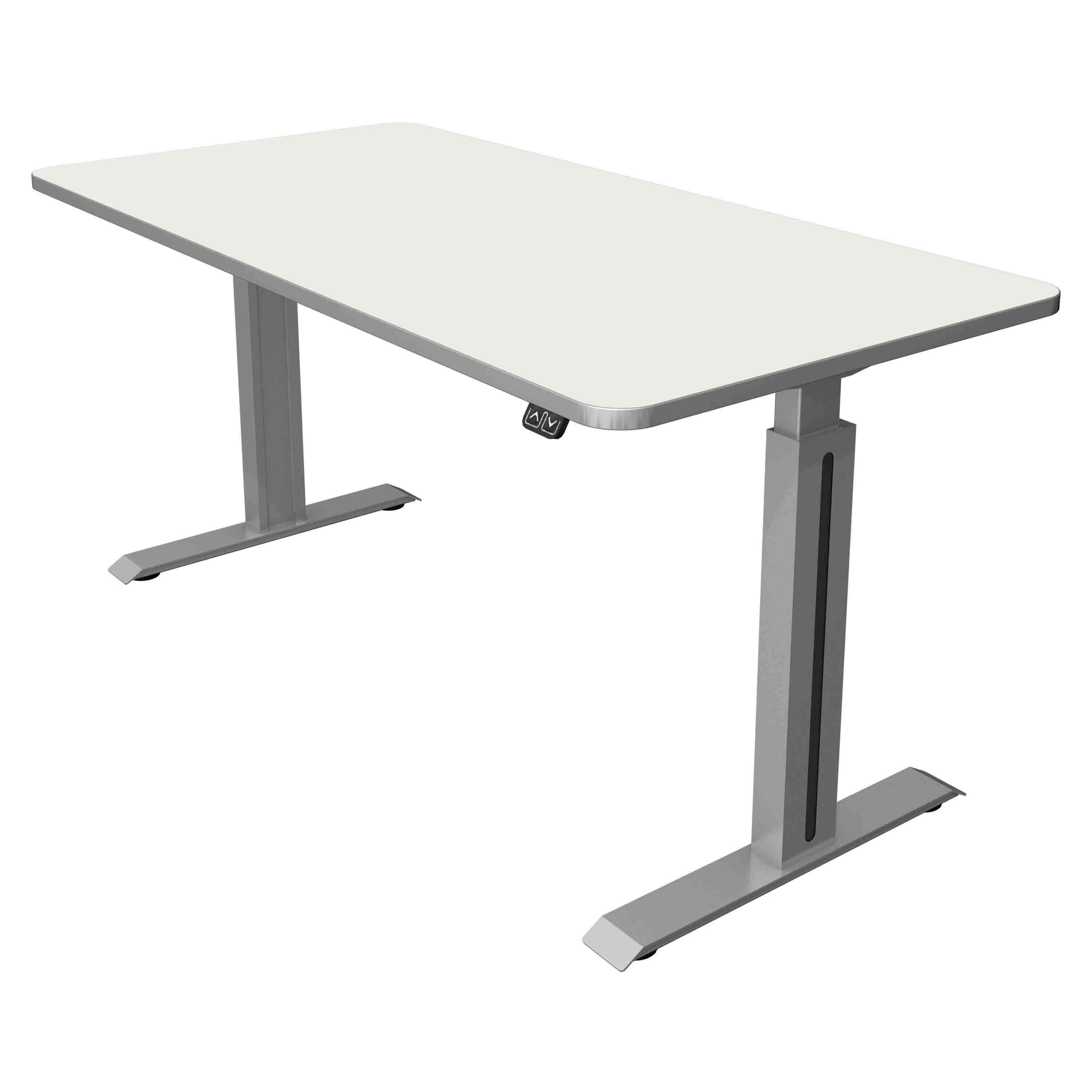 Höhenverstellbarer Schreibtisch Move 1 Style 160x80 160x80 mit weißer Tischplatte mit silberfarbenen Schreibtischgestell