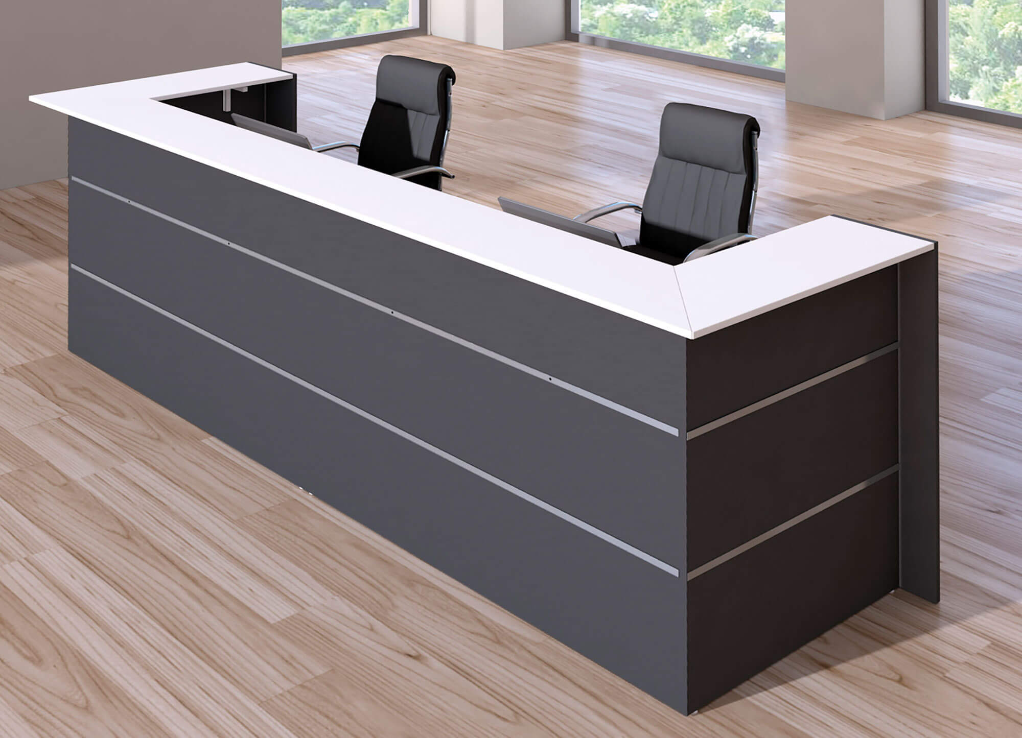 Kerkmann Bari Empfangstheke, U-Form, anthrazit