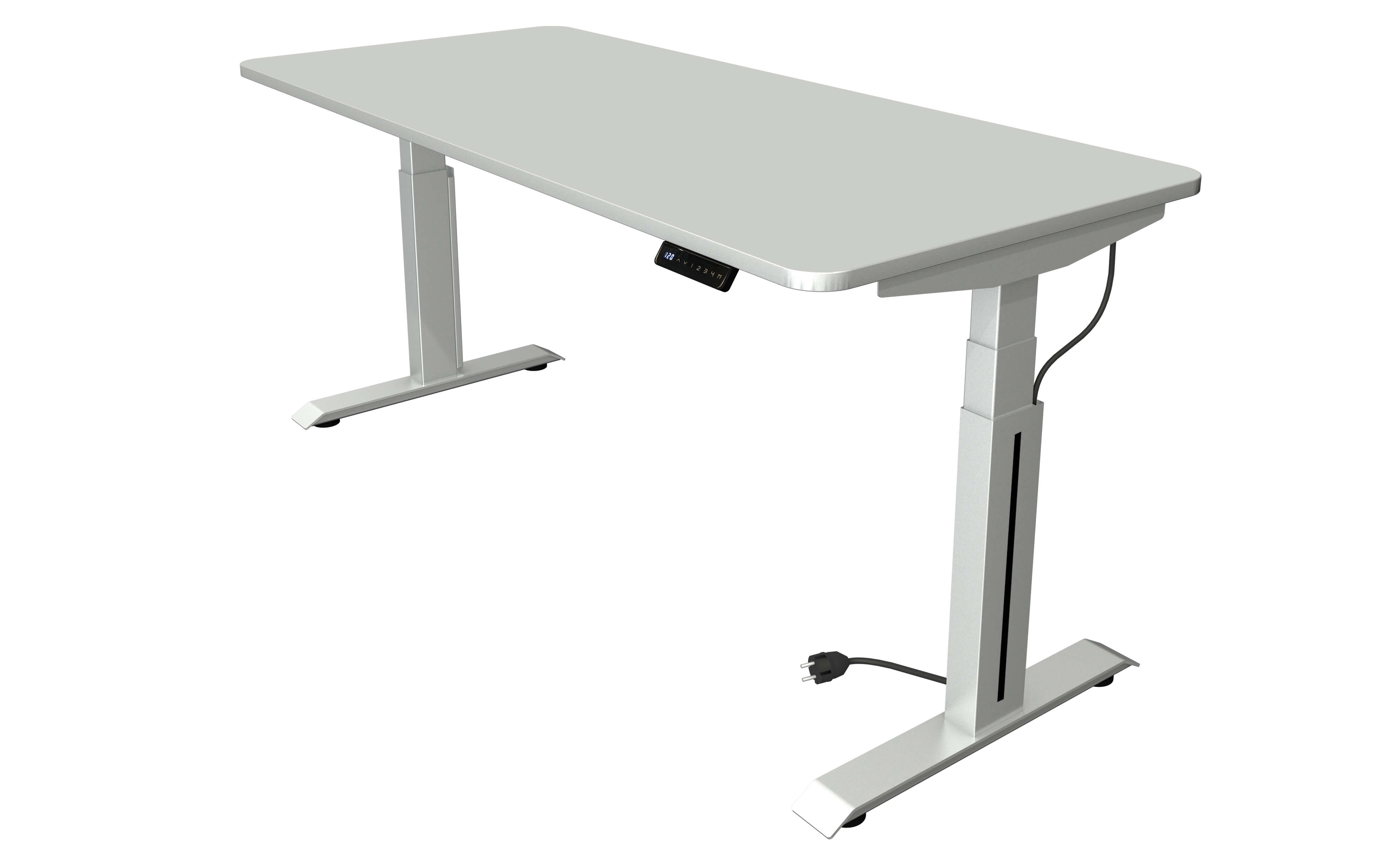 Höhenverstellbarer Schreibtisch Move Professional mit Dekor in hellgrau und Tischgestell in silber von Kerkmann