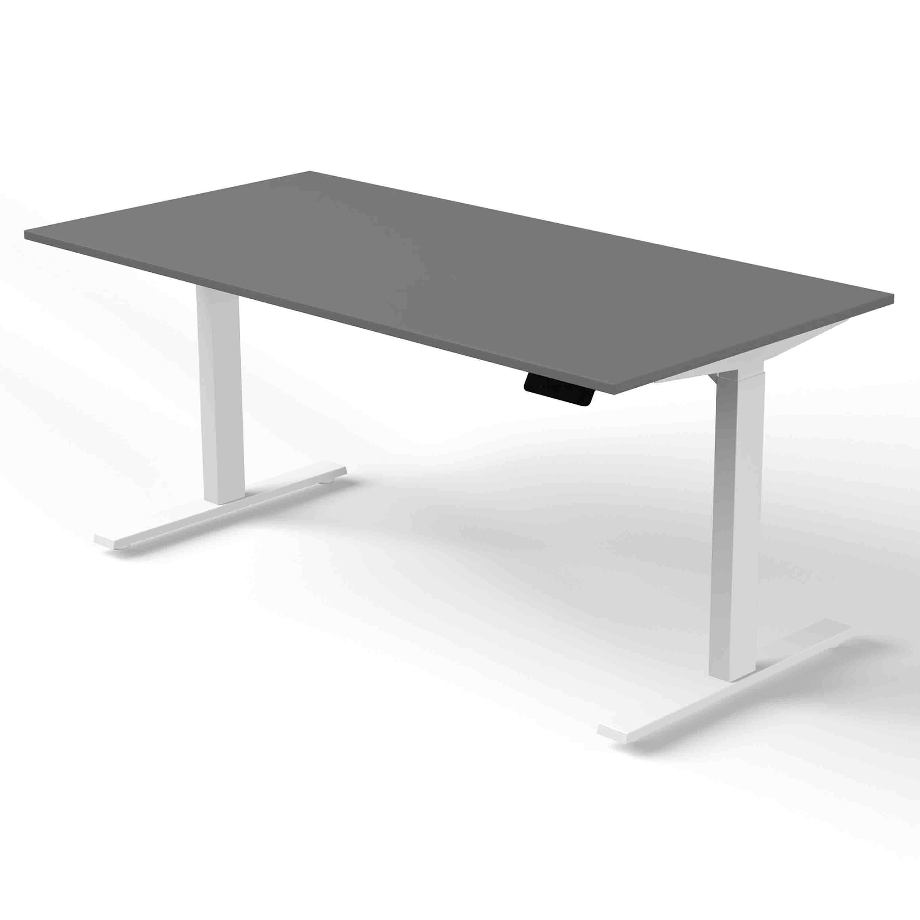 Höhenverstellbarer Schreibtisch Move 3 160x80 mit Tischplatte in dunkelgrau und Schreibtischgestell in weiß