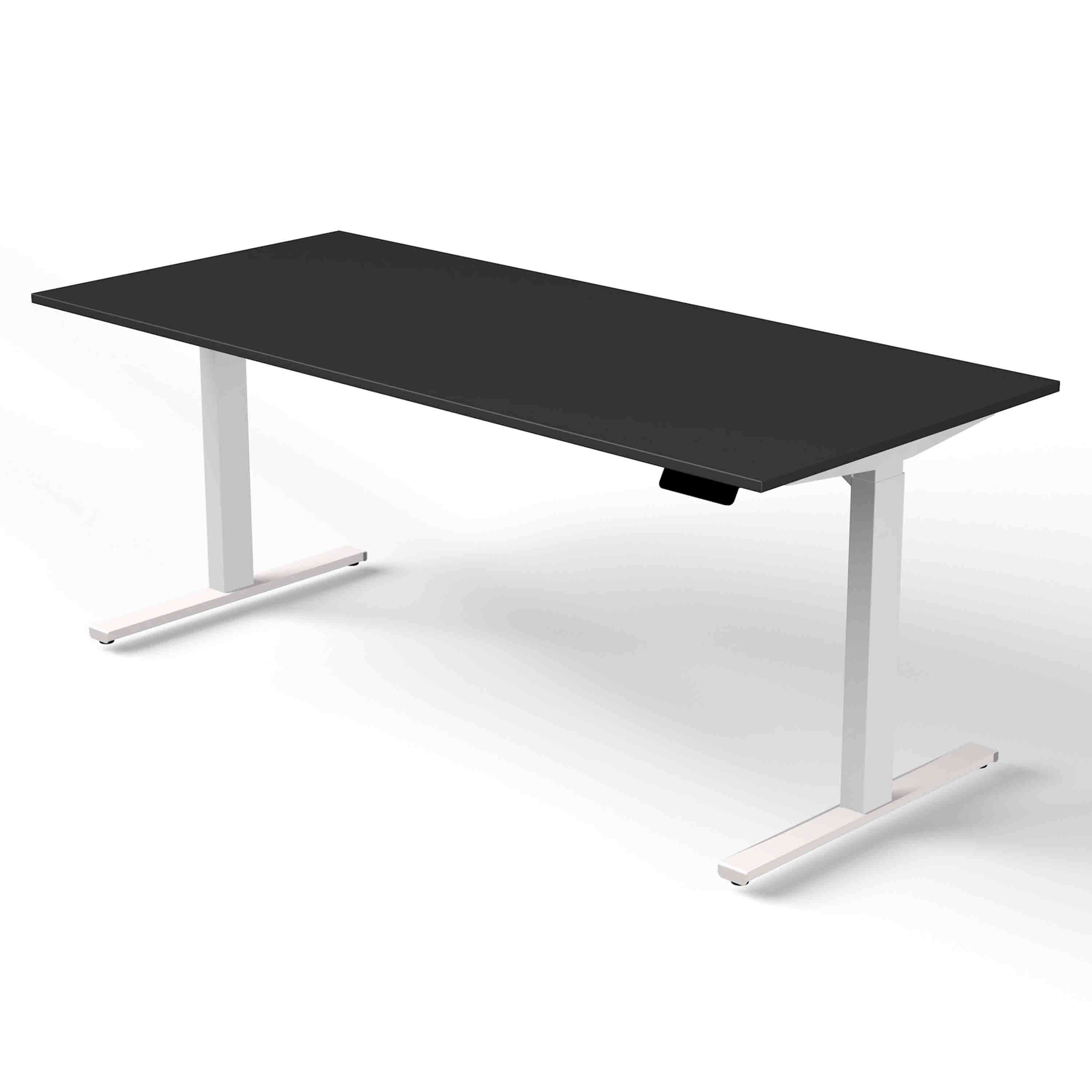 Höhenverstellbarer Schreibtisch Move 3 180x80 mit Tischplatte in softschwarz und Schreibtischgestell in weiß