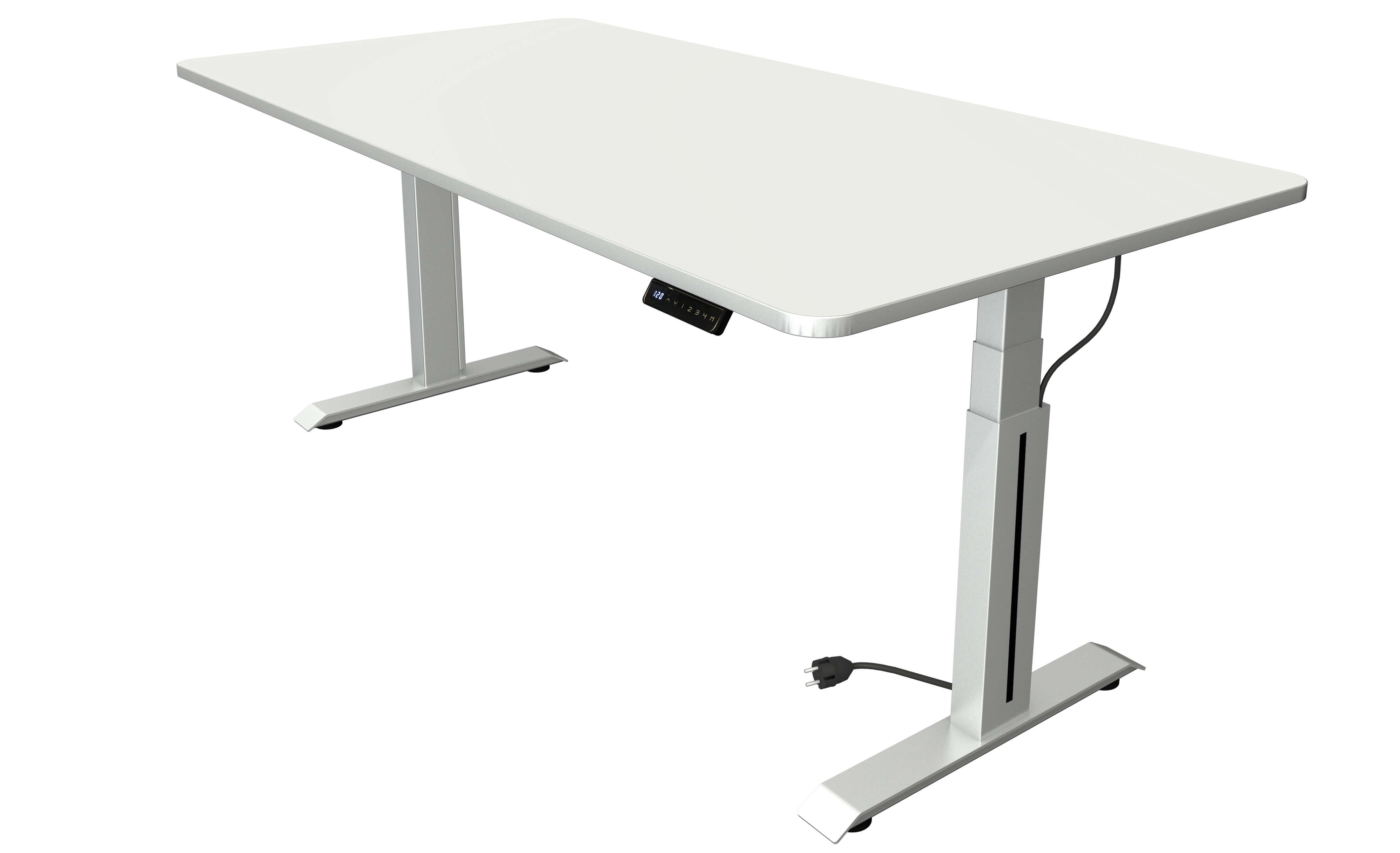 Höhenverstellbarer Schreibtisch Move Professional mit Dekor in weiß und Tischgestell in silber von Kerkmann