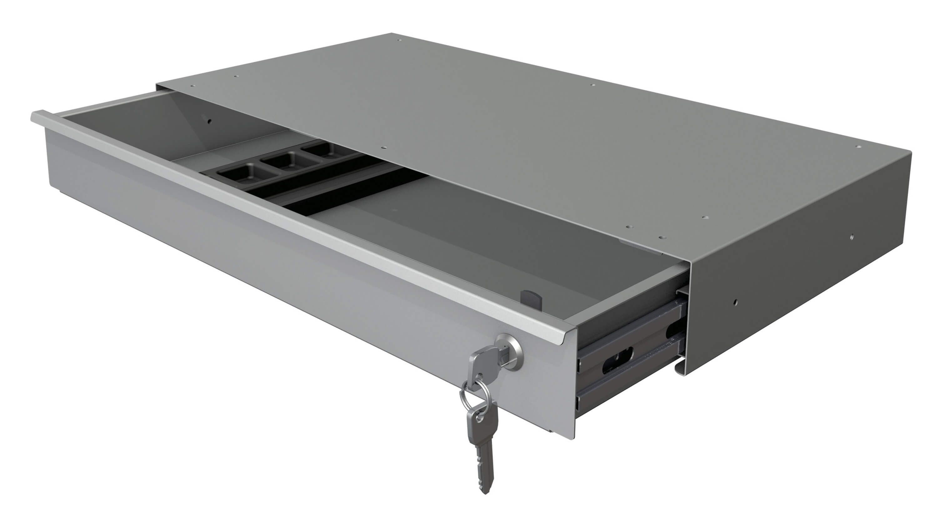 Ausziehbare Schublade mit Schloss