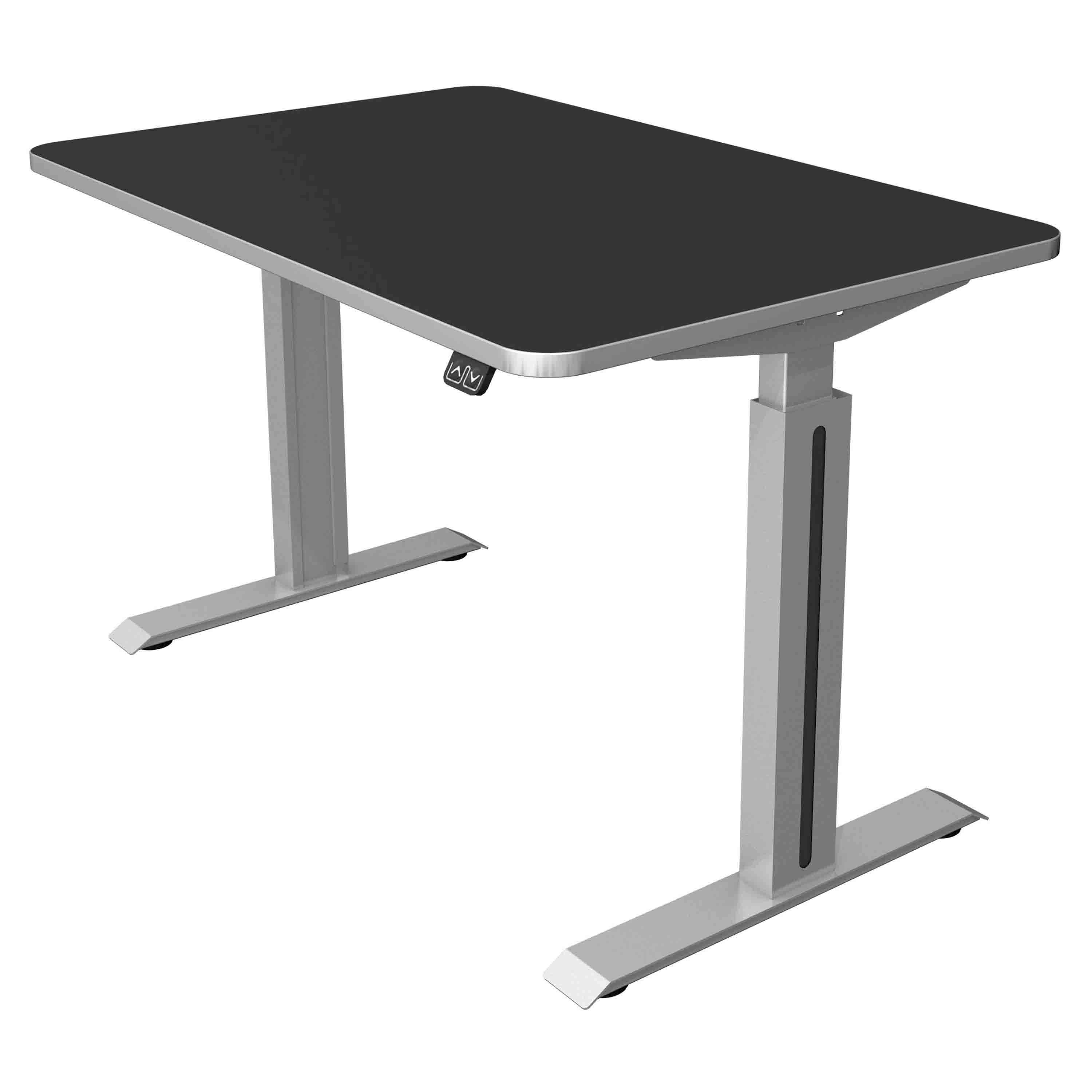 Höhenverstellbarer Schreibtisch Move 1 Style 120x80 120x80 mit softschwarzer Tischplatte mit silberfarbenen Schreibtischgestell