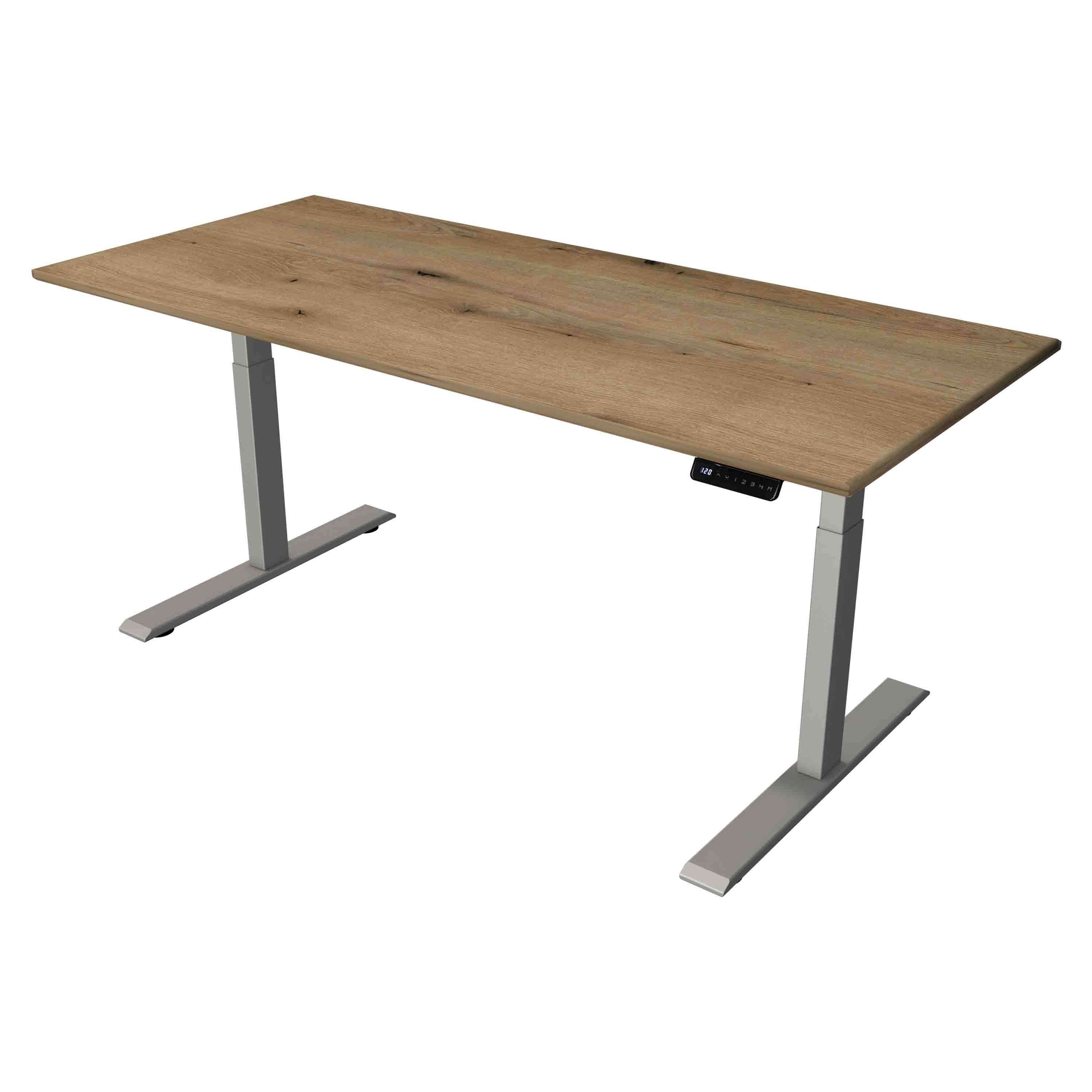 Höhenverstellbarer Schreibtisch Move 2 180x80 mit Tischplatte in eiche und Schreibtischgestell in silber