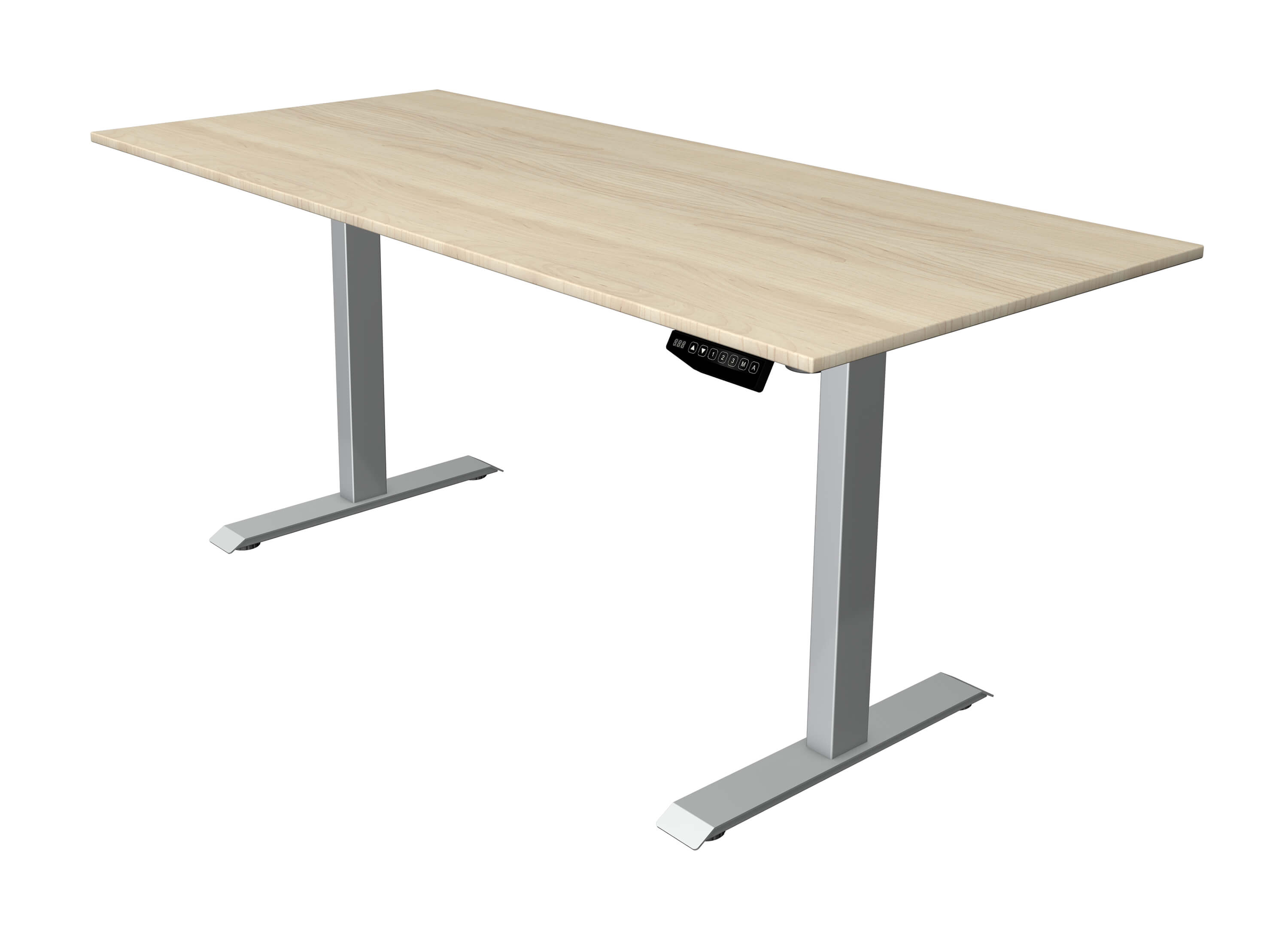 Höhenverstellbarer Schreibtisch Move 1 180x80 mit Tischplatte in ahorn und Schreibtischgestell in silber