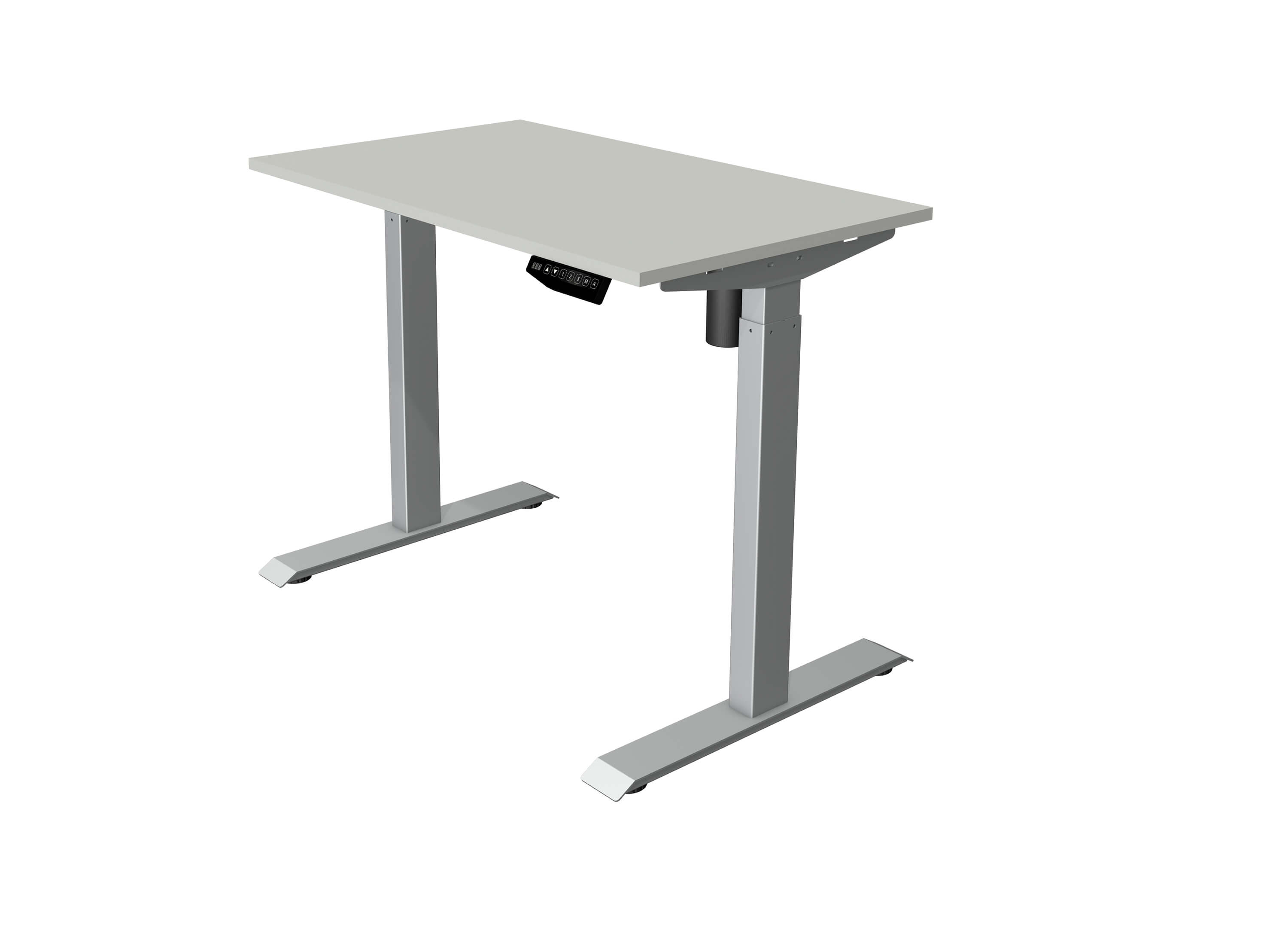 Höhenverstellbarer Schreibtisch Move 1 100x60 mit Tischplatte in hellgrau und Schreibtischgestell in silber