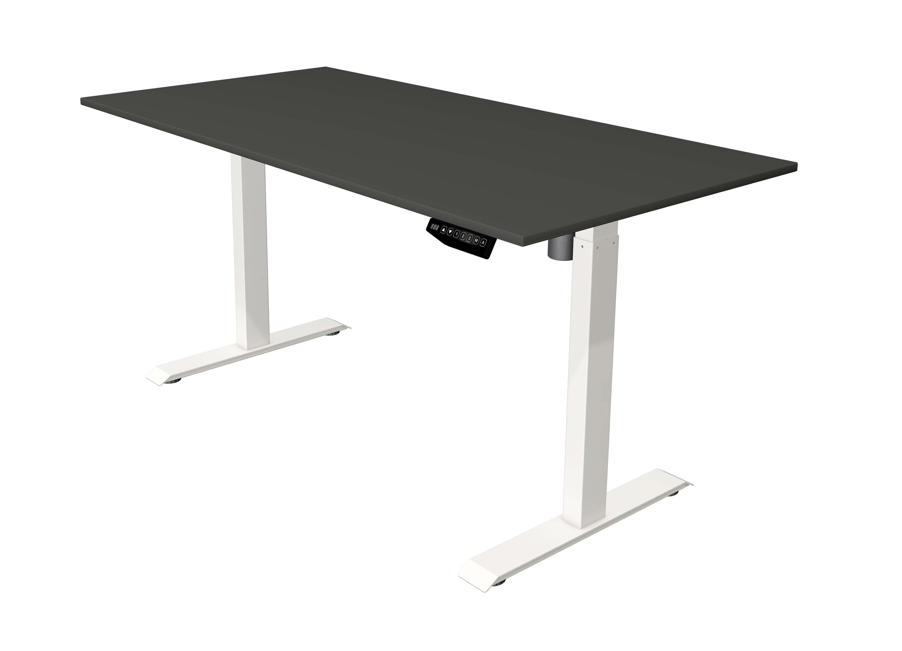 Höhenverstellbarer Schreibtisch Move 1 160x80 mit Tischplatte in softschwarz und Schreibtischgestell in weiß