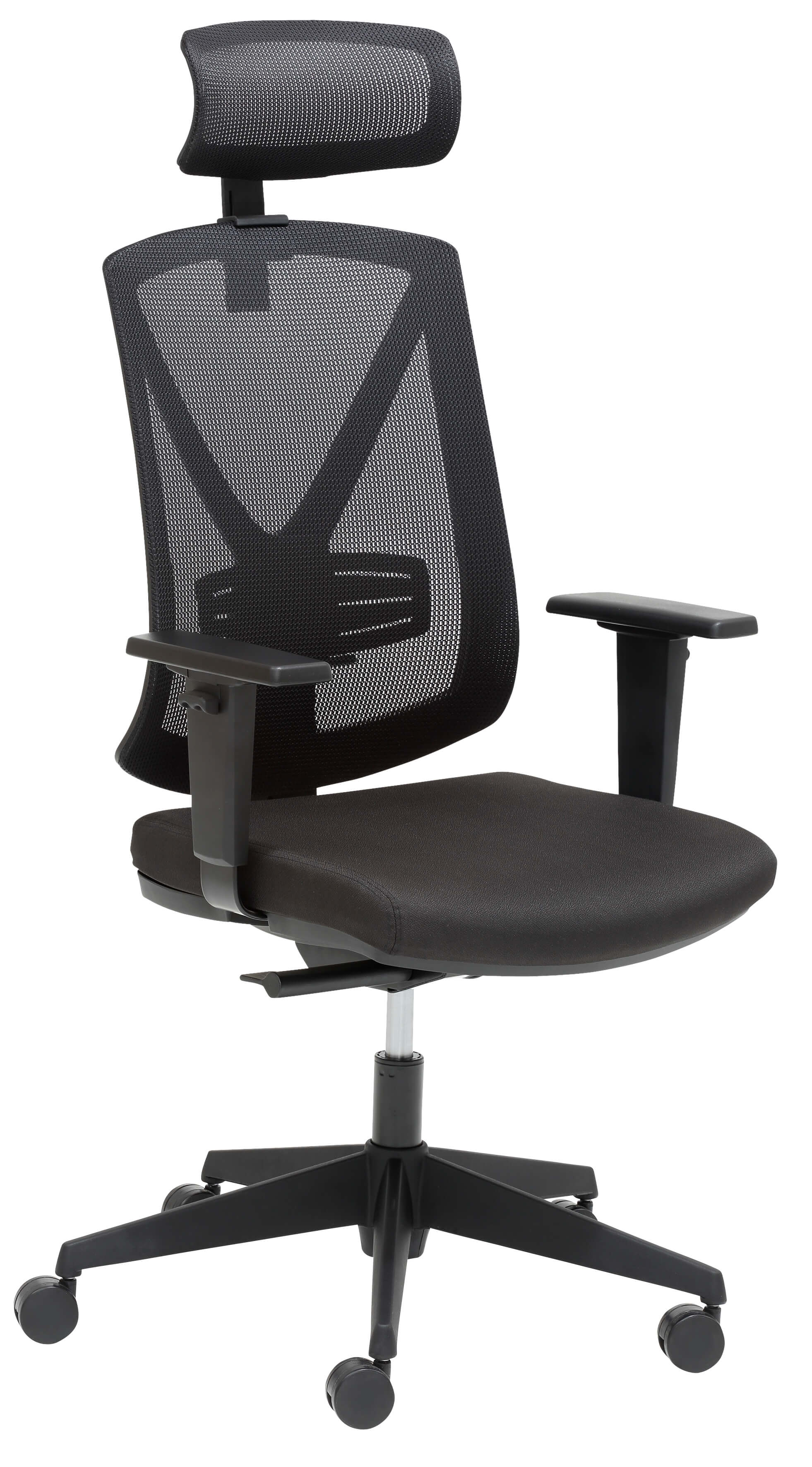 Drehstuhl mit Lendenwirbel- und Kopfstütze