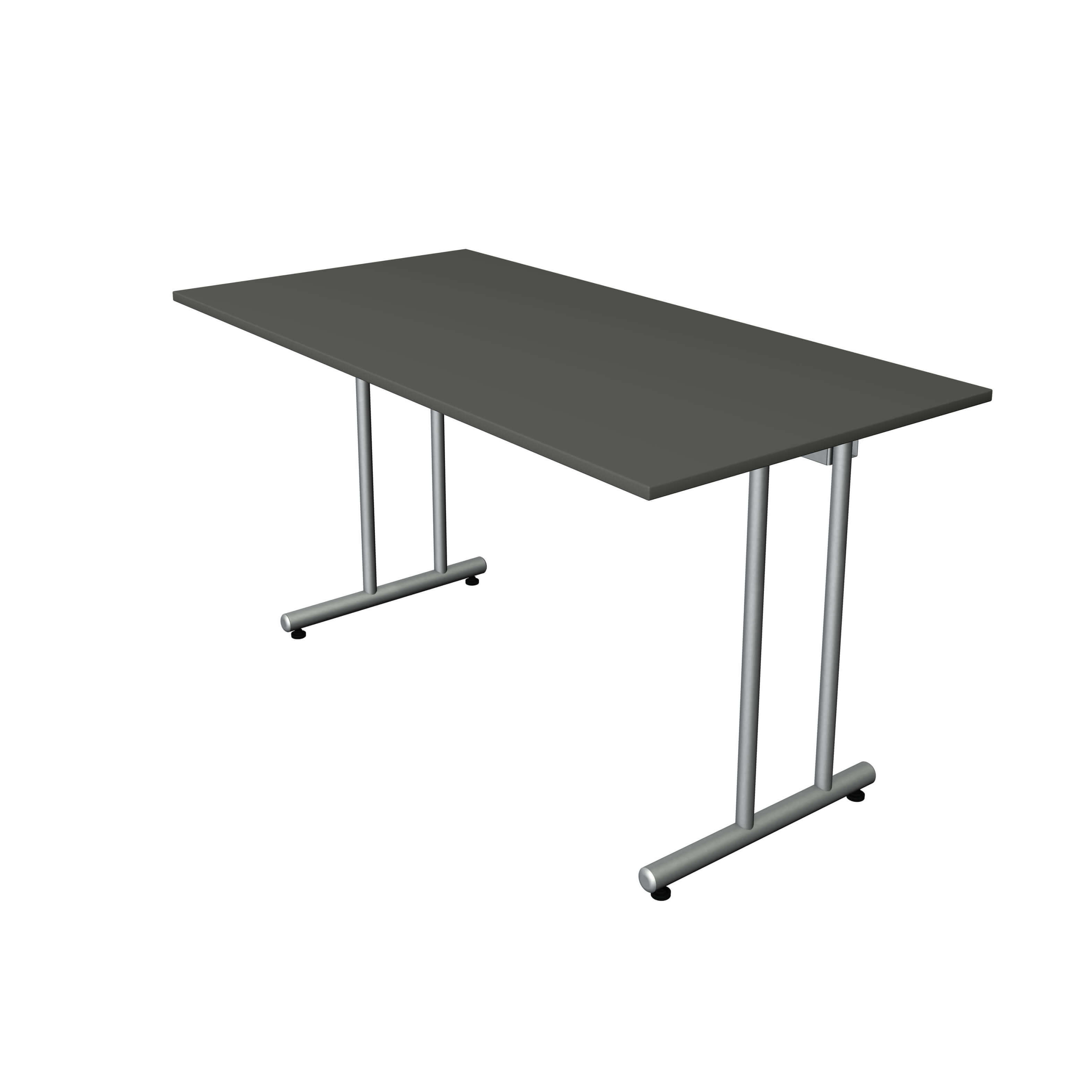 Schreibtisch Home 140x70 mit Dekor in softschwarz und Tischgestell in silber von Kerkmann