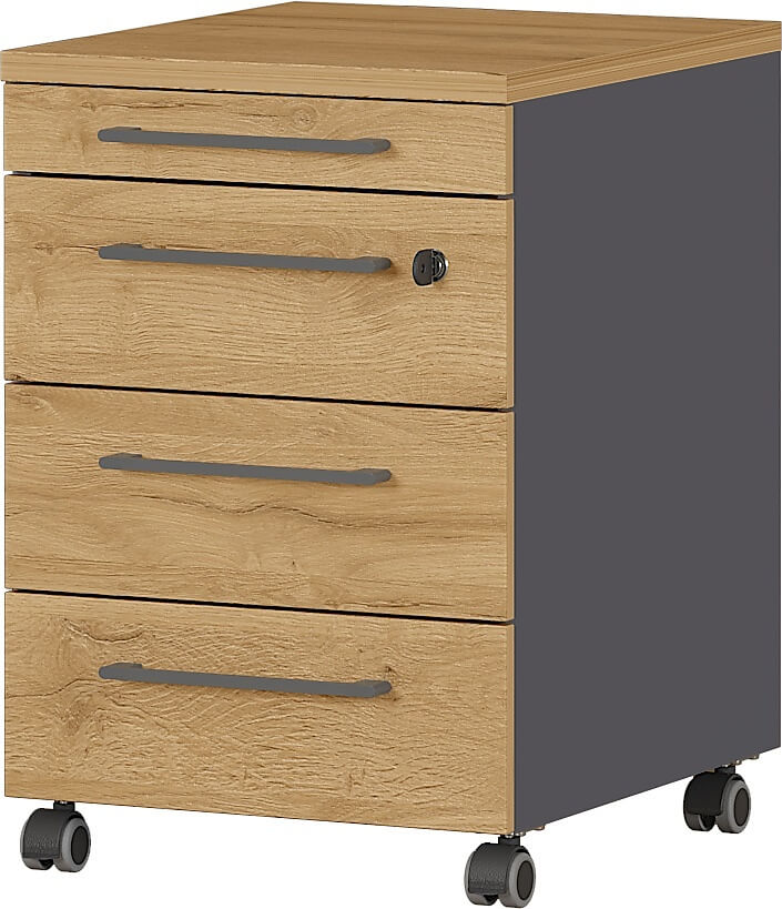 Agenda Rollcontainer, dunkelgrau/Grandson-Eiche