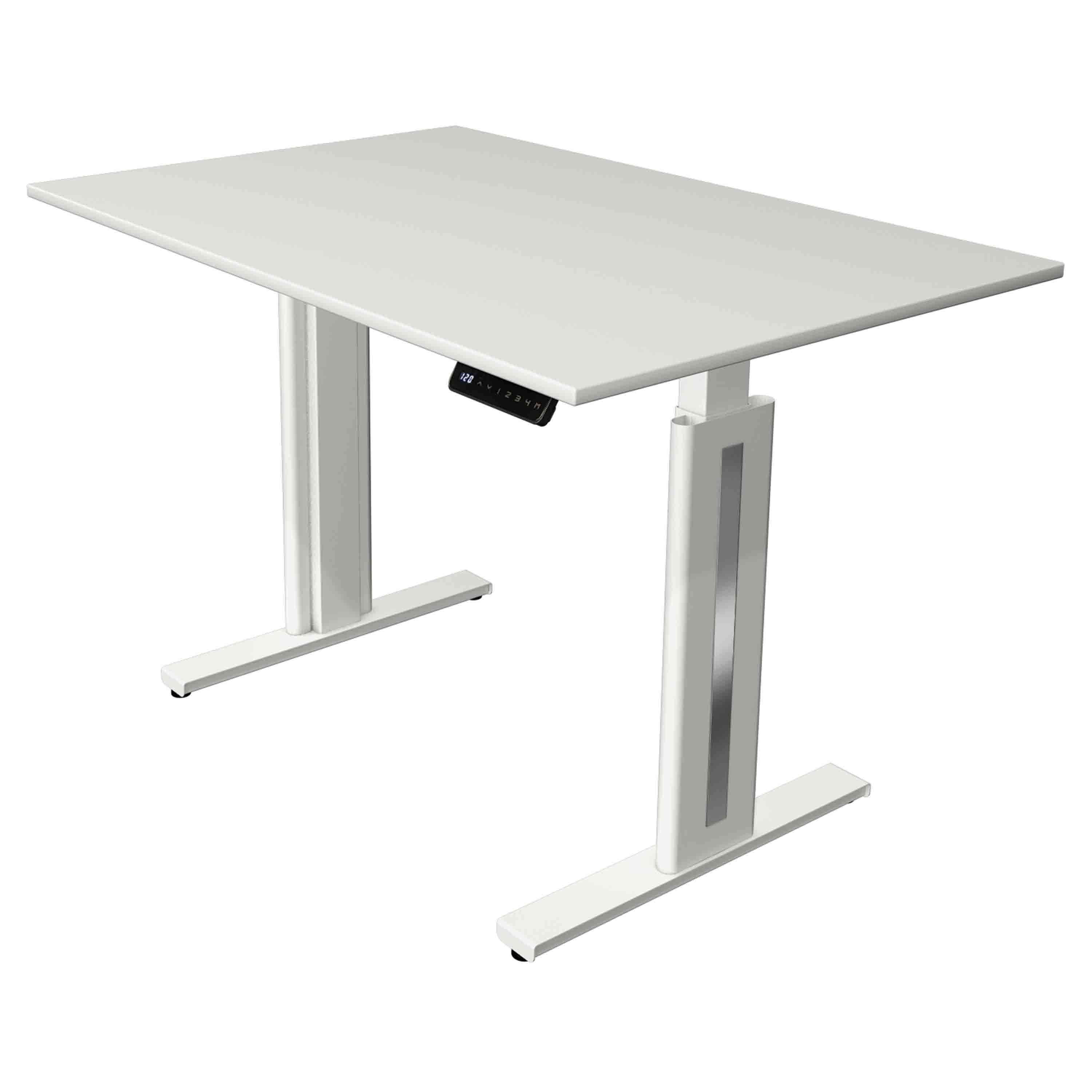 Kerkmann Höhenverstellbarer Schreibtisch Move 3 Fresh 120x80 mit Tischplatte in weiß und weißen Tischgestell