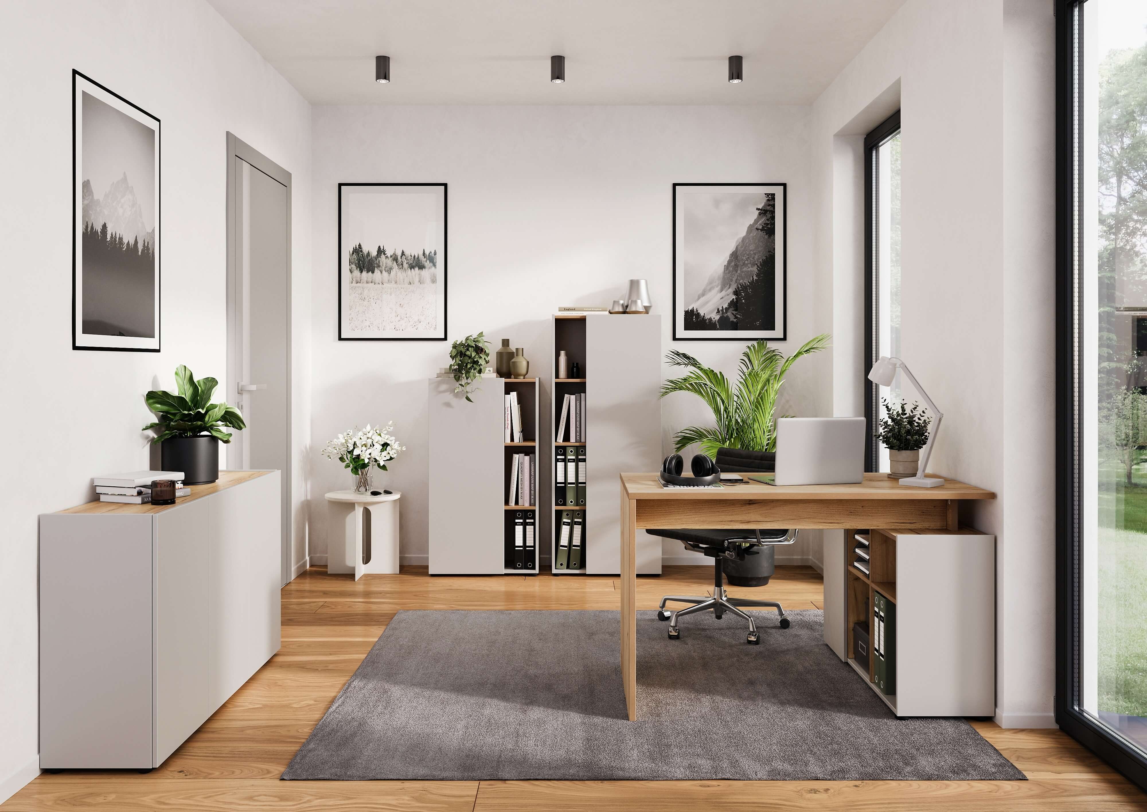 Officehome mit Eckschreibtisch, kaschmir