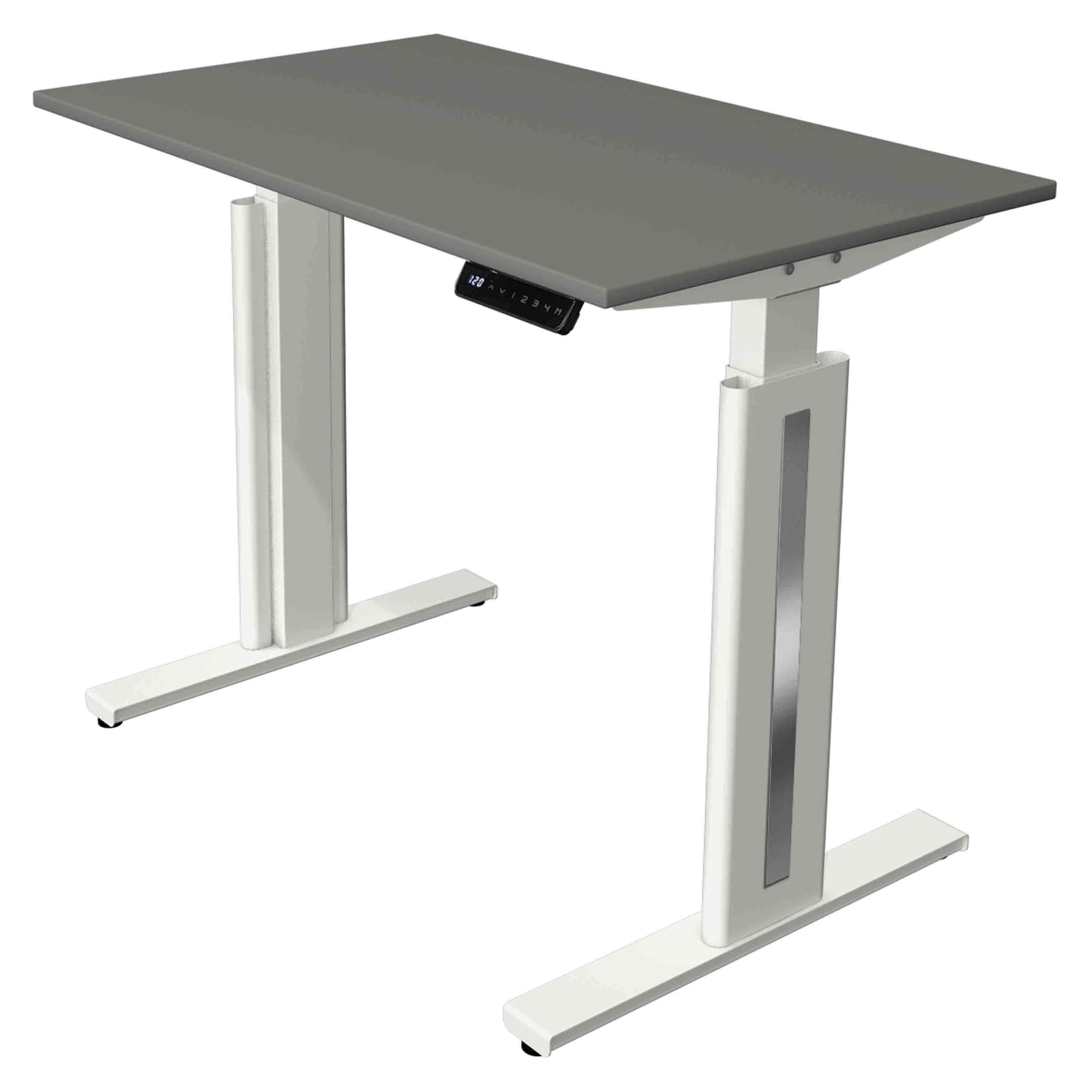 Kerkmann Höhenverstellbarer Schreibtisch Move 3 Fresh 100x60 mit Tischplatte in dunkelgrau und weißen Tischgestell