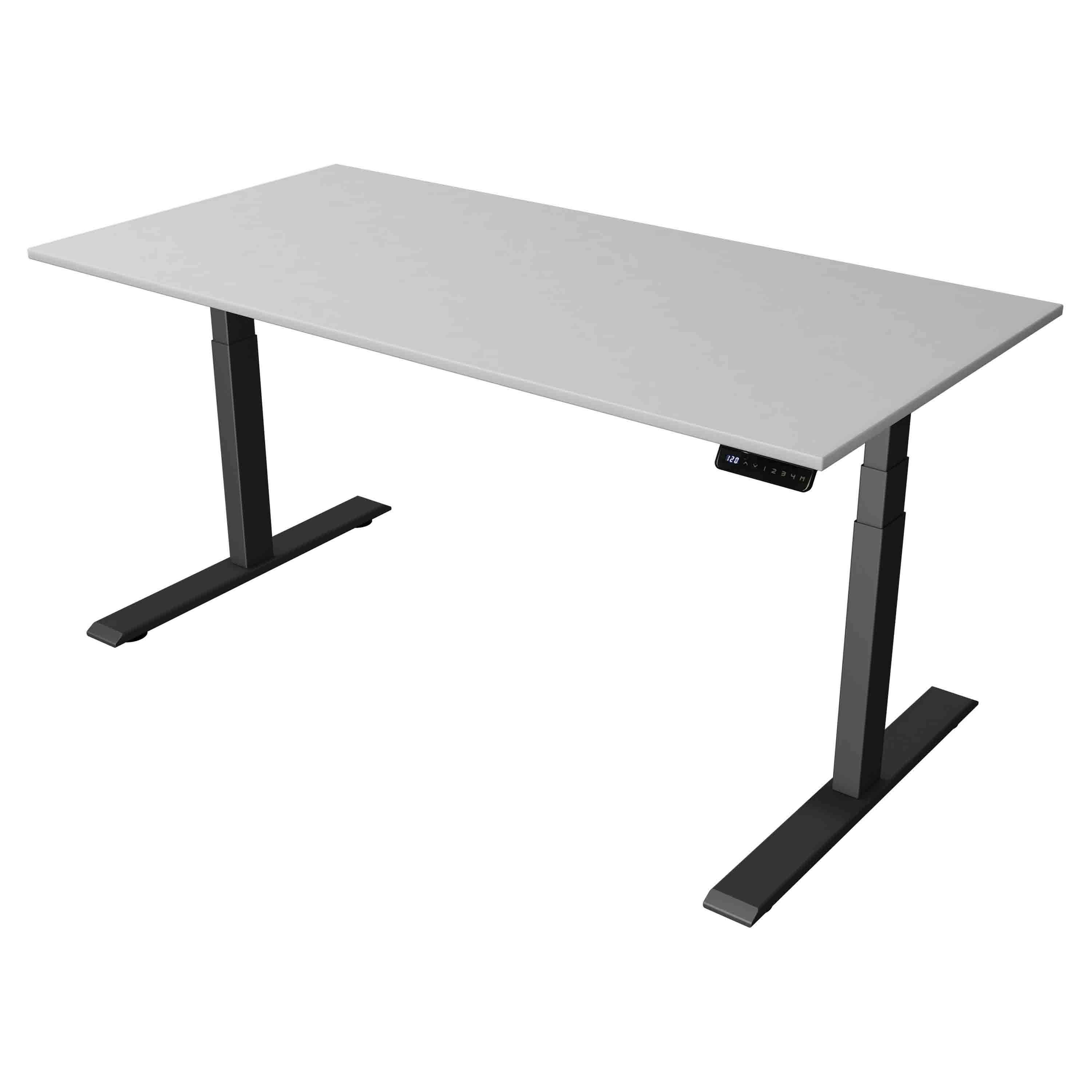 Höhenverstellbarer Schreibtisch Move 2 160x80 mit Tischplatte in hellgrau und Schreibtischgestell in softschwarz