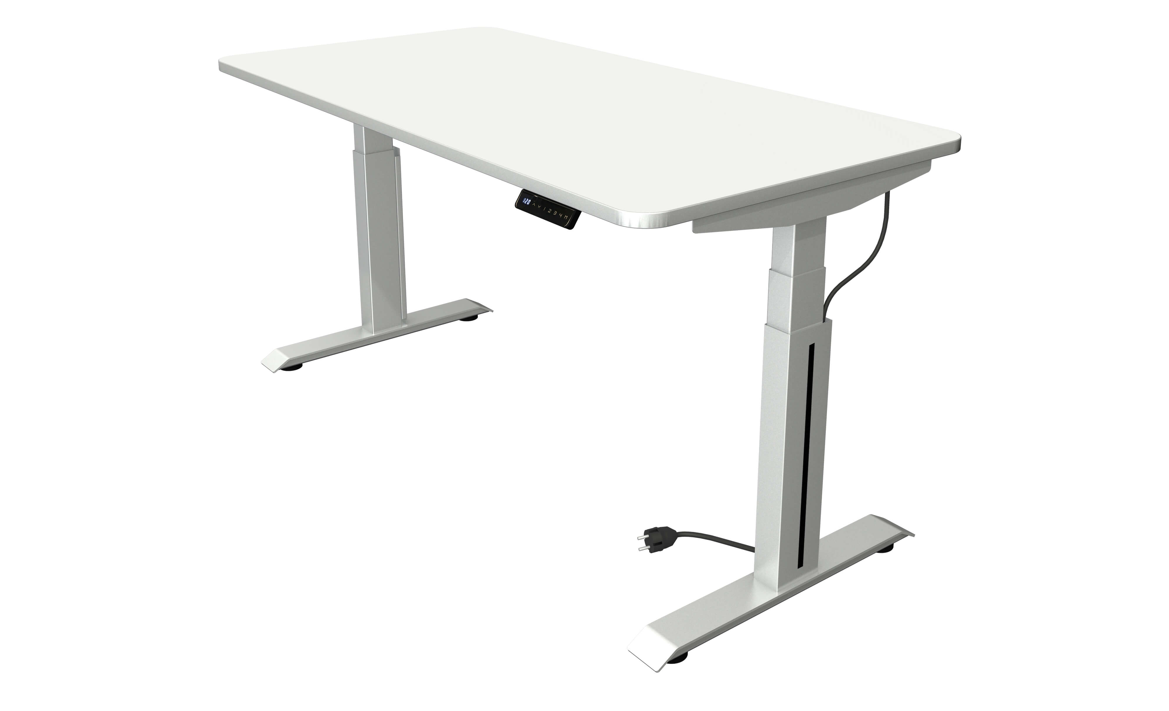 Höhenverstellbarer Schreibtisch Move Professional mit Dekor in weiß und Tischgestell in silber von Kerkmann