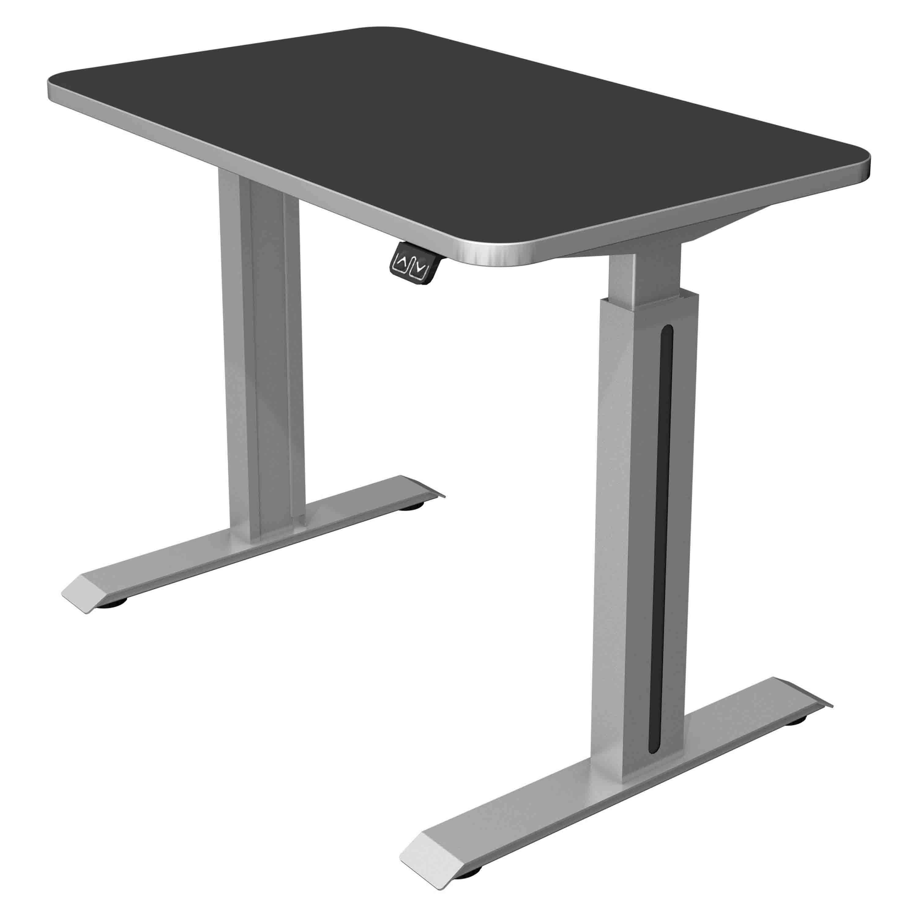 Höhenverstellbarer Schreibtisch Move 1 Style 100x60 100x60 mit softschwarzer Tischplatte mit silberfarbenen Schreibtischgestell