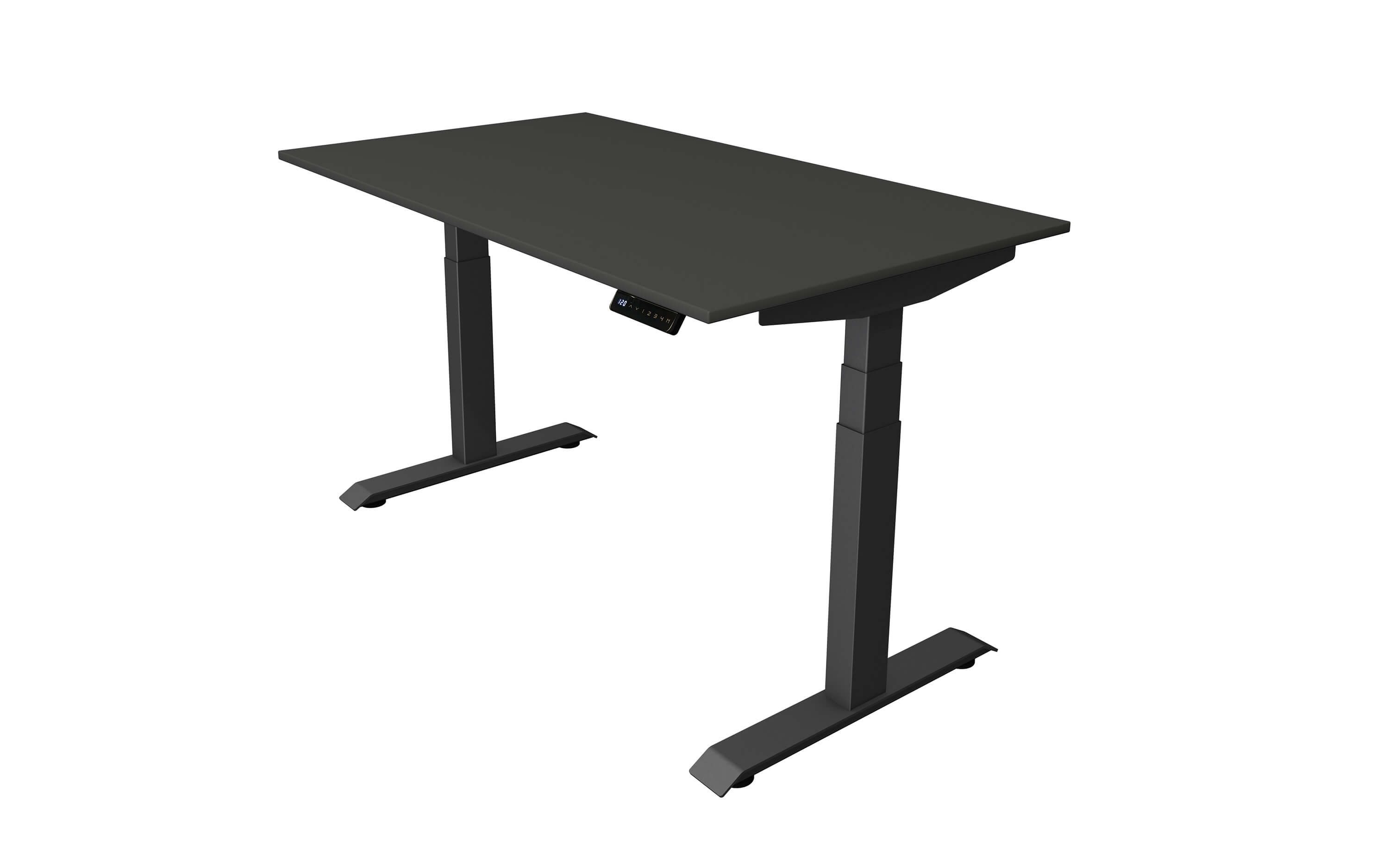 Höhenverstellbarer Schreibtisch Kerkmann Move 4 140x80 mit Tischplatte in softschwarz und Tischgestell in softschwarz